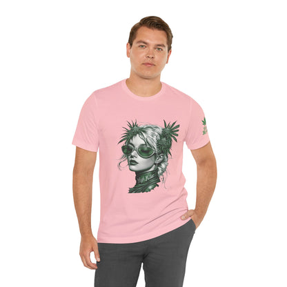 Green Queen T-Shirt - Premium Airlume Cotton Cannabis Crown Portrait Art Tee