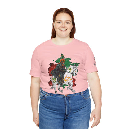 Headless Horseman HIGH ROLLER Halloween Cannabis T-Shirt - Premium Pumpkin Rider Skeletal Steed 420 Apparel