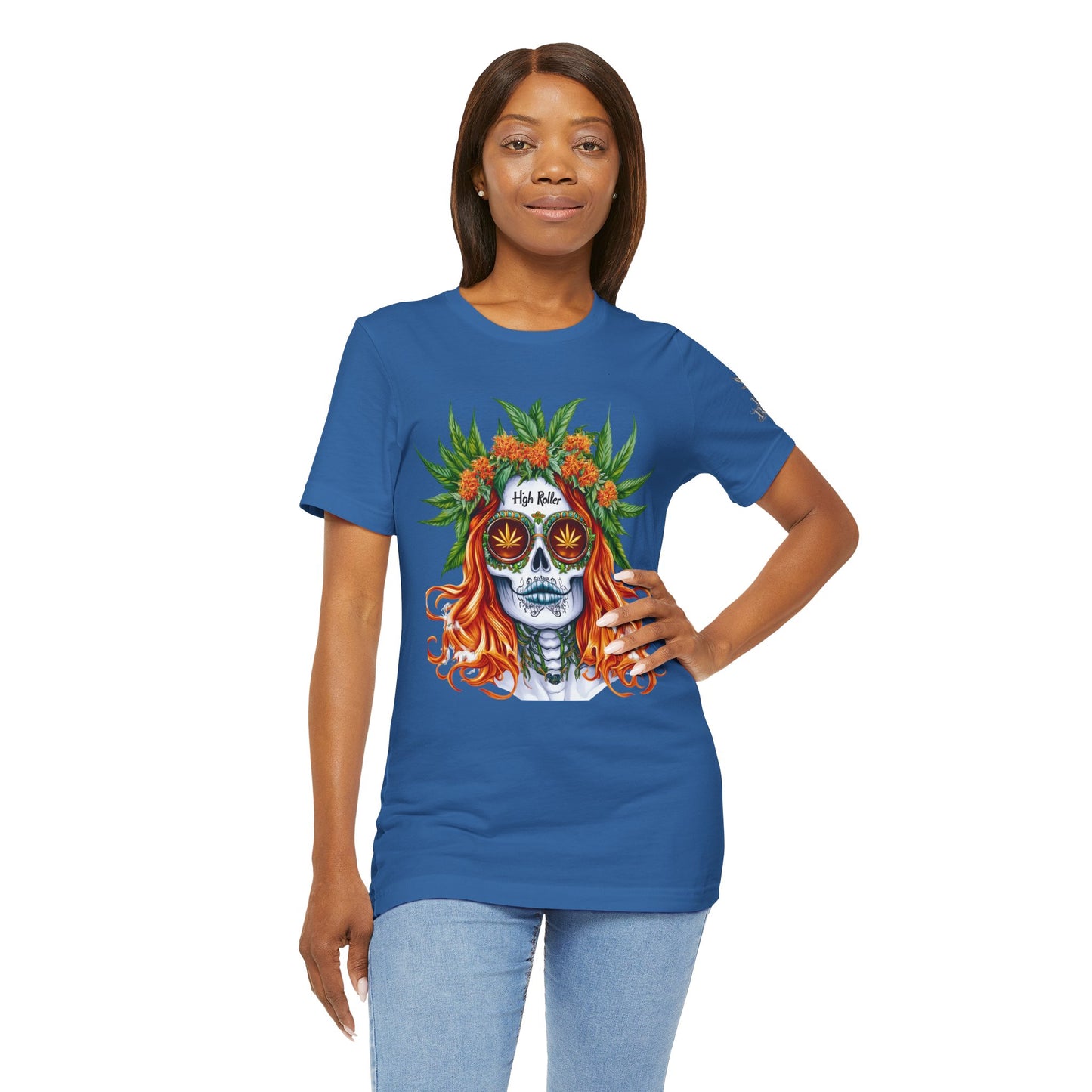 Sugar Skull Goddess Tee - Premium Airlume Cotton Cannabis Culture Day of Dead Art