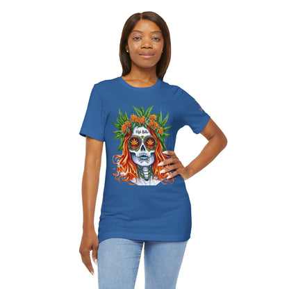 Sugar Skull Goddess Tee - Premium Airlume Cotton Cannabis Culture Day of Dead Art