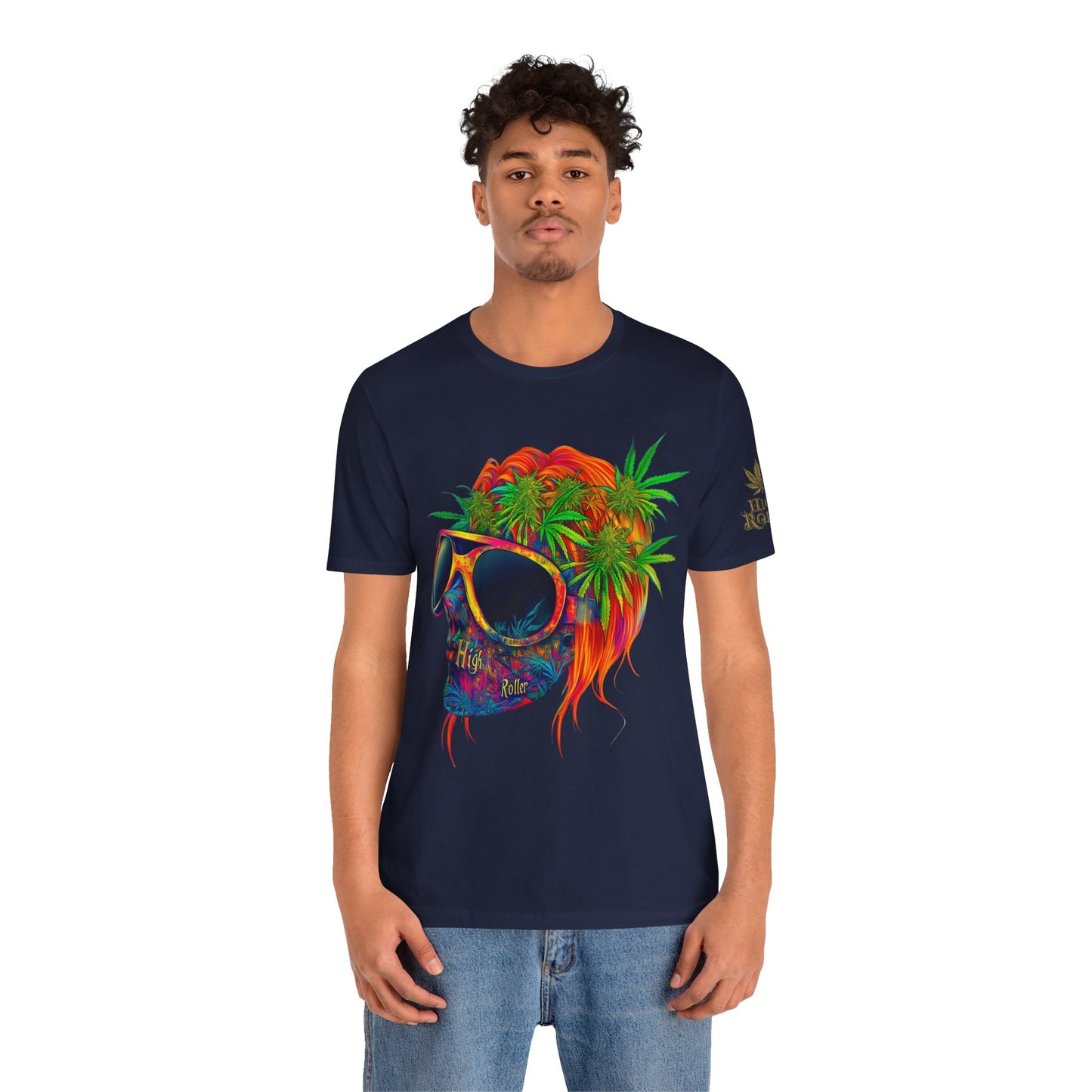 Psychedelic Skull Tee - Premium Airlume Cotton Cannabis Culture Rainbow Skull Art