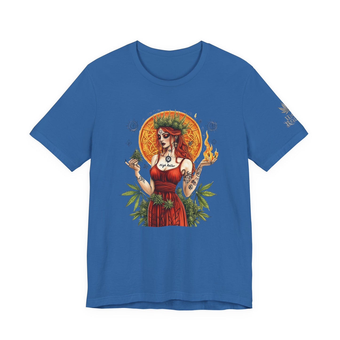 High Roller Priestess T-Shirt - Premium Airlume Cotton Cannabis Goddess Mandala Art Tee