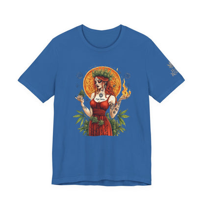 High Roller Priestess T-Shirt - Premium Airlume Cotton Cannabis Goddess Mandala Art Tee