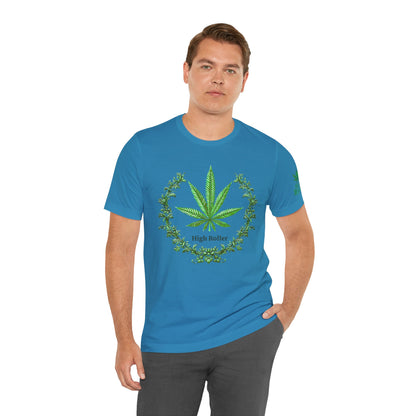 Cannabis Crest Wreath Tee - Botanical Elegance Art Design | High Roller