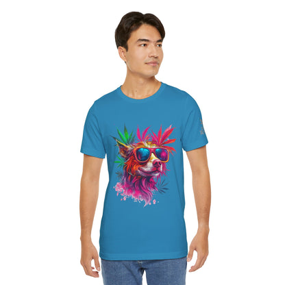 Spectrum Pup Tee - Premium Airlume Cotton Cannabis Culture Psychedelic Dog Art