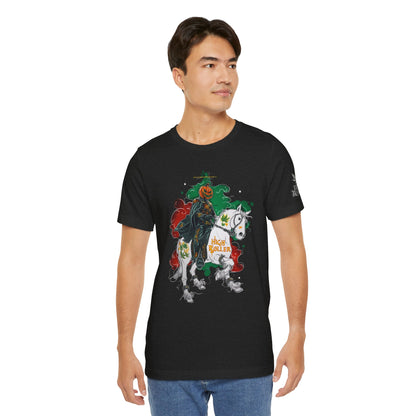 Headless Horseman HIGH ROLLER Halloween Cannabis T-Shirt - Premium Pumpkin Rider Skeletal Steed 420 Apparel