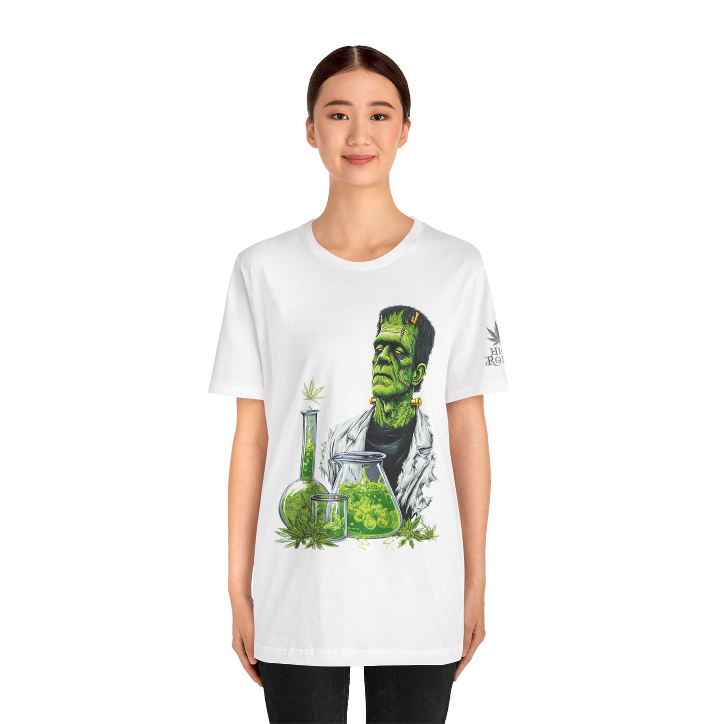 Frankenstein's Laboratory HIGH ROLLER Halloween Cannabis T-Shirt - Premium Monster Scientist 420 Experiment Apparel