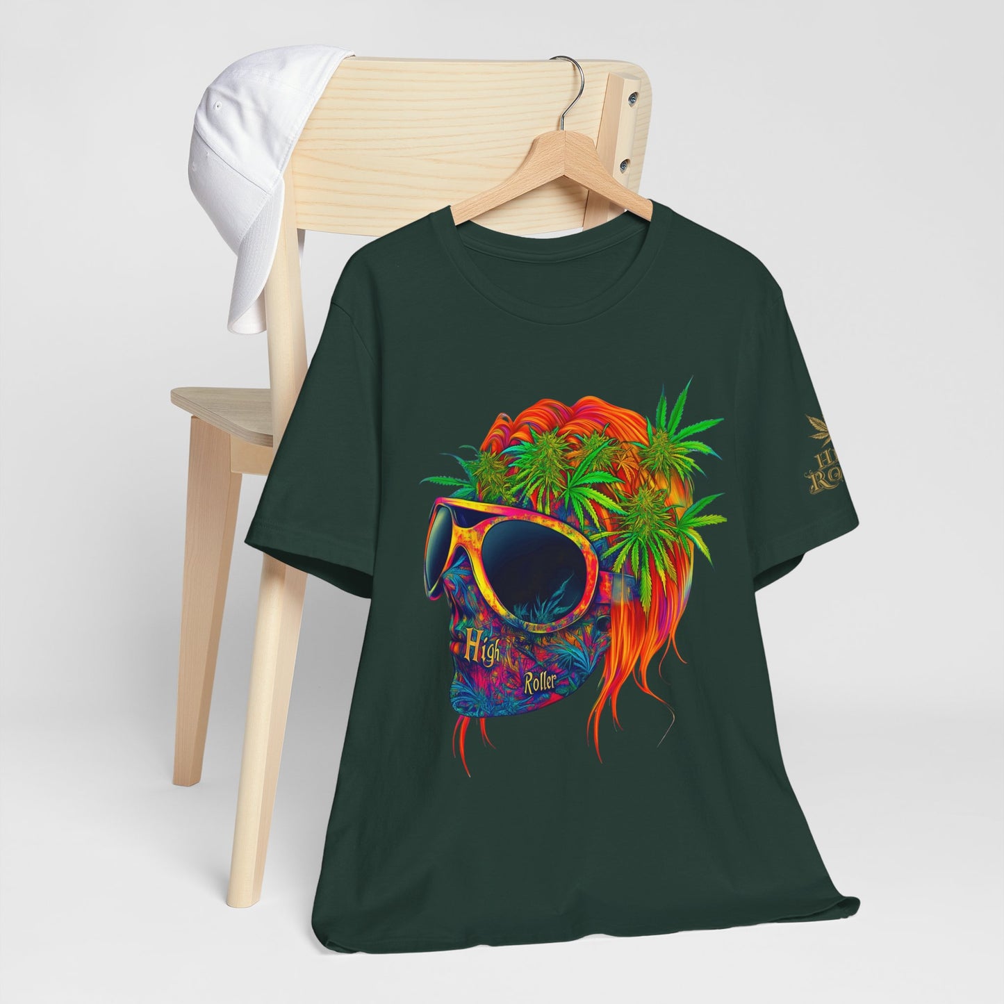 Tropical Cannabis Skull Tee - Paradise Vibes Art Design | High Roller