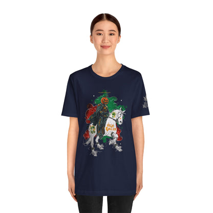 Headless Horseman HIGH ROLLER Halloween Cannabis T-Shirt - Premium Pumpkin Rider Skeletal Steed 420 Apparel