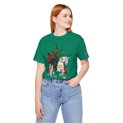 Headless Horseman HIGH ROLLER Halloween Cannabis T-Shirt - Premium Pumpkin Rider Skeletal Steed 420 Apparel