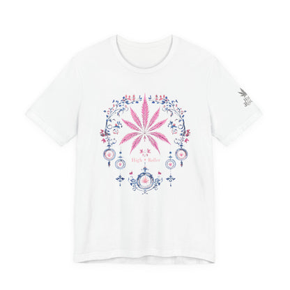 Bohemian Cannabis Mandala Tee - Floral Folk Art Design | High Roller