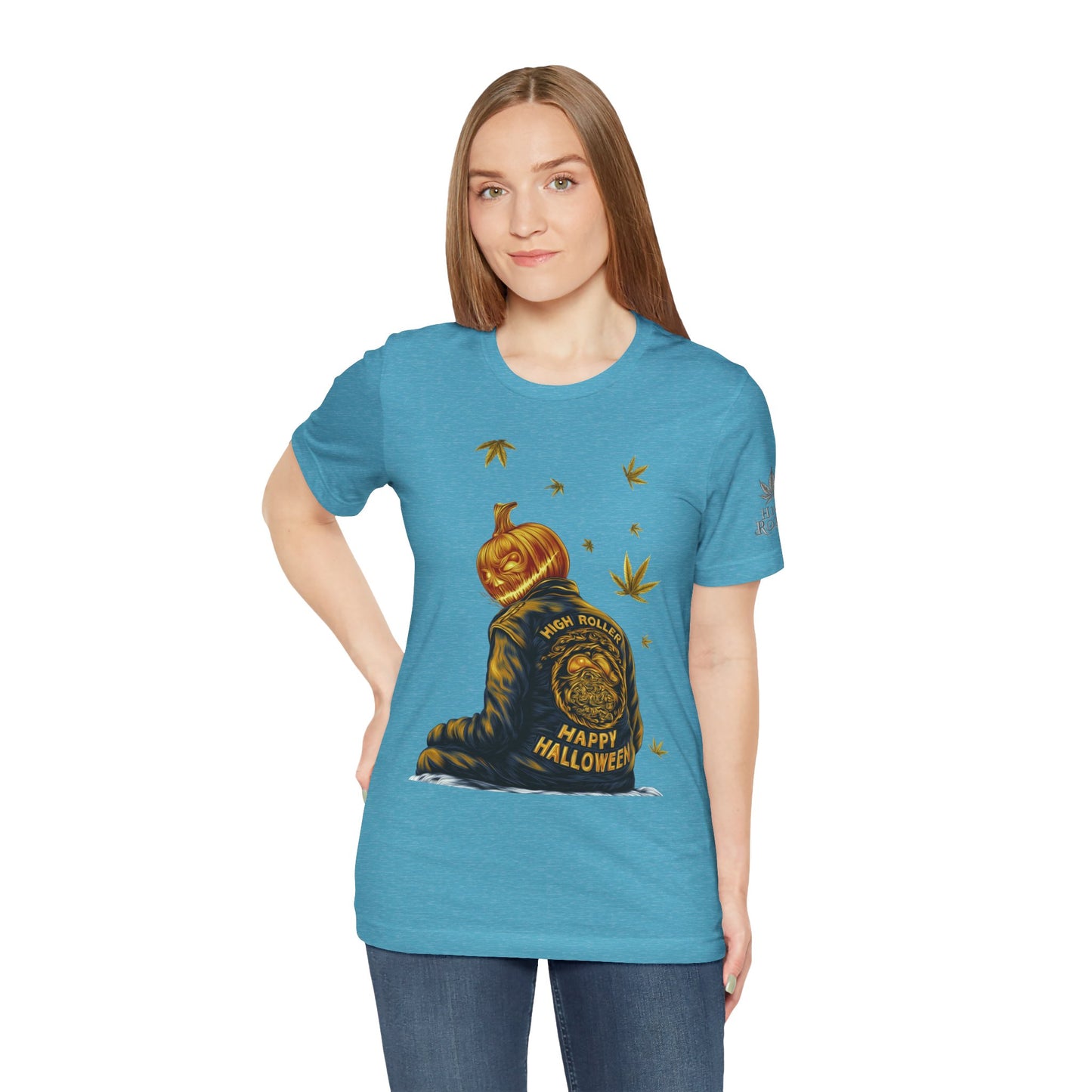 Pumpkin Head HIGH ROLLER Halloween T-Shirt - Premium Cannabis Culture Apparel