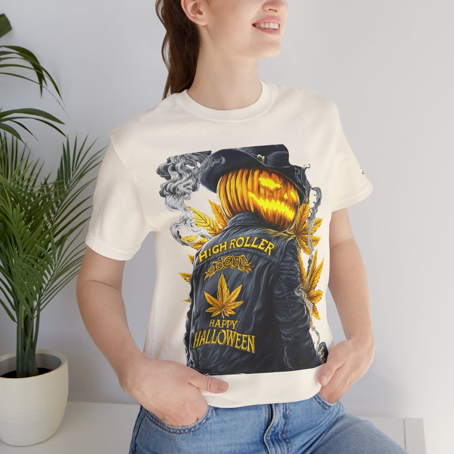 Halloween Witch Rider Cannabis T-Shirt - Premium Spooky 420 Biker Edition Apparel