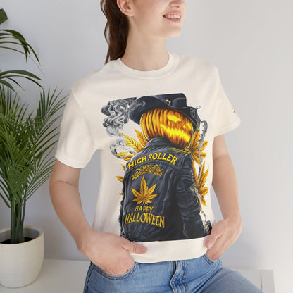 Halloween Witch Rider Cannabis T-Shirt - Premium Spooky 420 Biker Edition Apparel