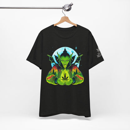 Mystic Dragon Guardian Cannabis Meditation T-Shirt - Premium Psychedelic 420 Apparel