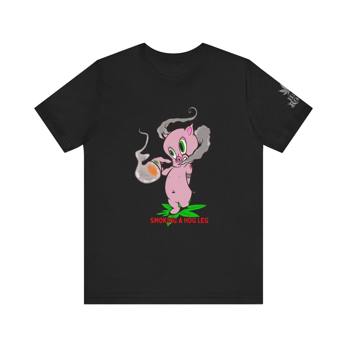 Smoking Hog Leg Pink Pig Tee - Premium Airlume Cotton Cannabis Culture Art