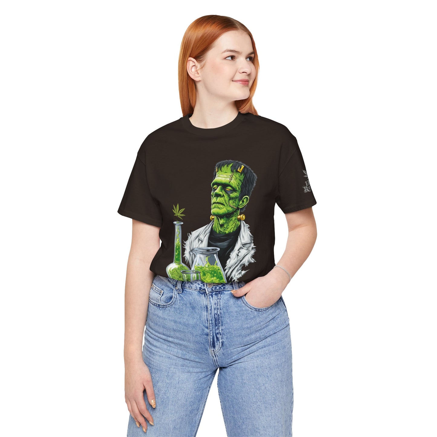 Frankenstein's Laboratory HIGH ROLLER Halloween Cannabis T-Shirt - Premium Monster Scientist 420 Experiment Apparel
