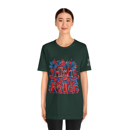 High Roller Ornate Logo Tee - Cannabis Typography Art Design | High Roller