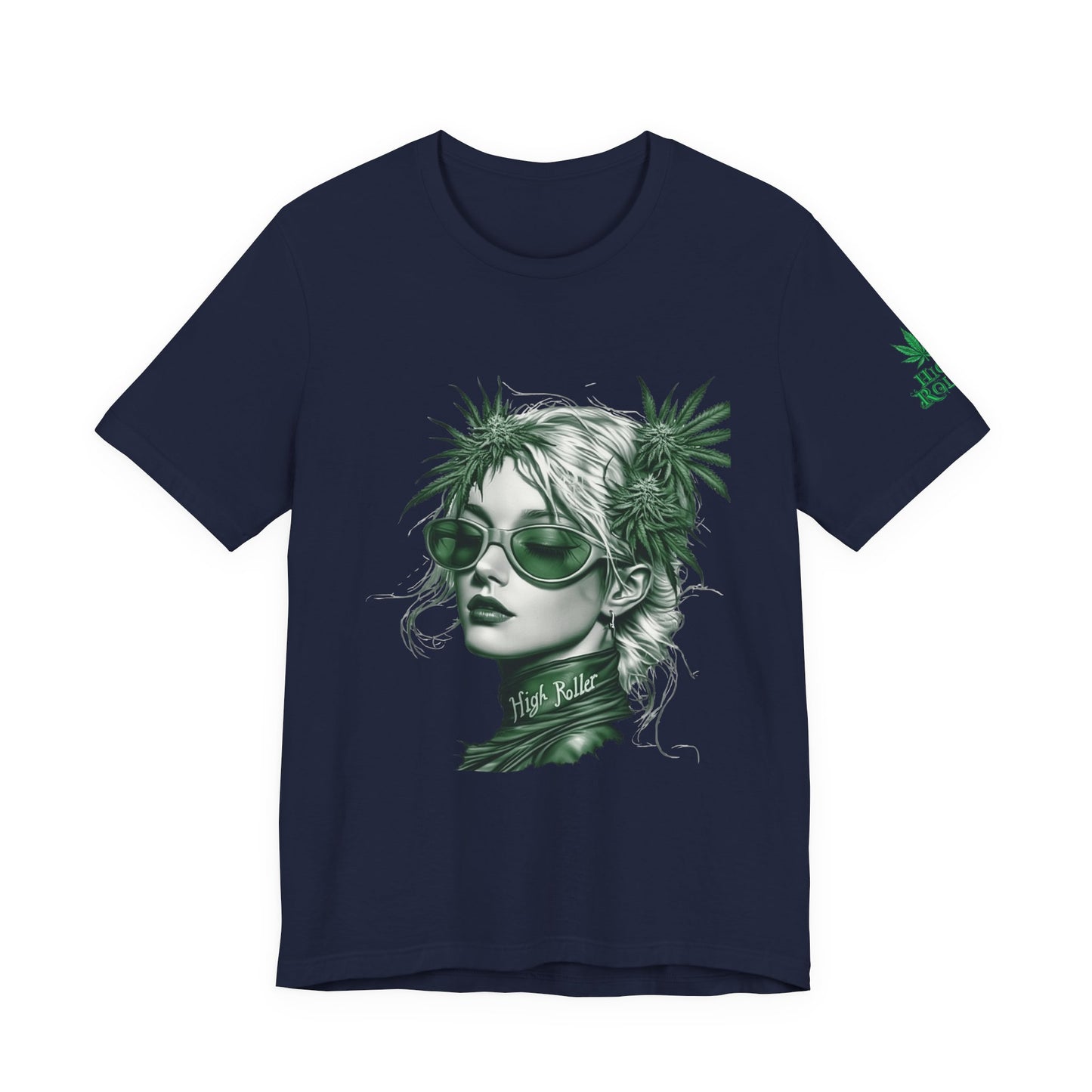 Green Queen T-Shirt - Premium Airlume Cotton Cannabis Crown Portrait Art Tee