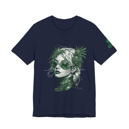 Green Queen T-Shirt - Premium Airlume Cotton Cannabis Crown Portrait Art Tee