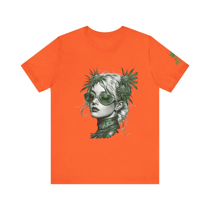 Green Queen T-Shirt - Premium Airlume Cotton Cannabis Crown Portrait Art Tee