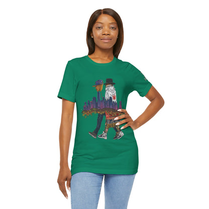 High Roller Urban Legends Cannabis T-Shirt - Premium 420 City Skyline Street Culture Double Exposure Apparel