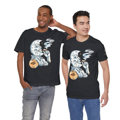 Midnight Toker Moon Tee - Celestial Cannabis Art Design | High Roller