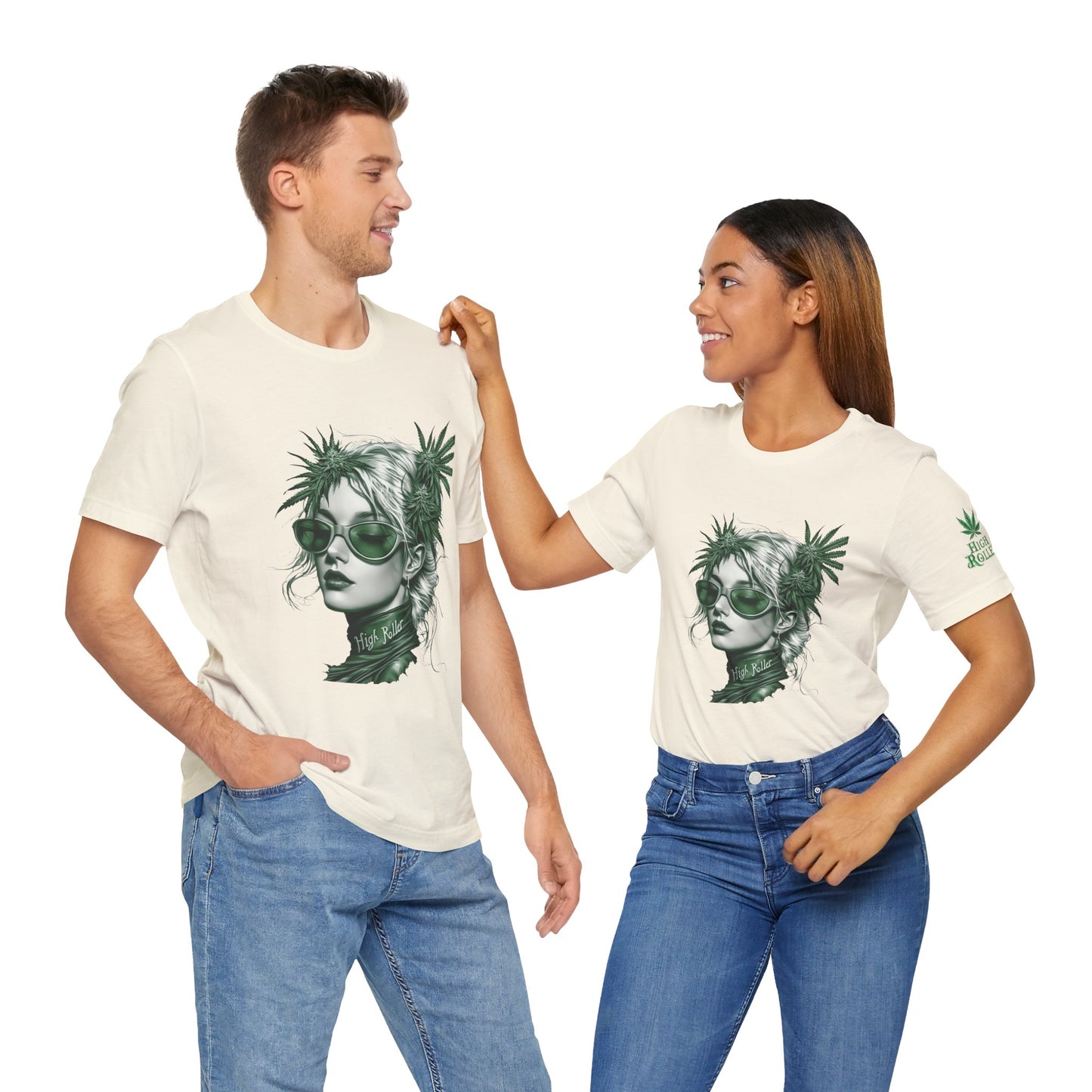 Green Queen T-Shirt - Premium Airlume Cotton Cannabis Crown Portrait Art Tee