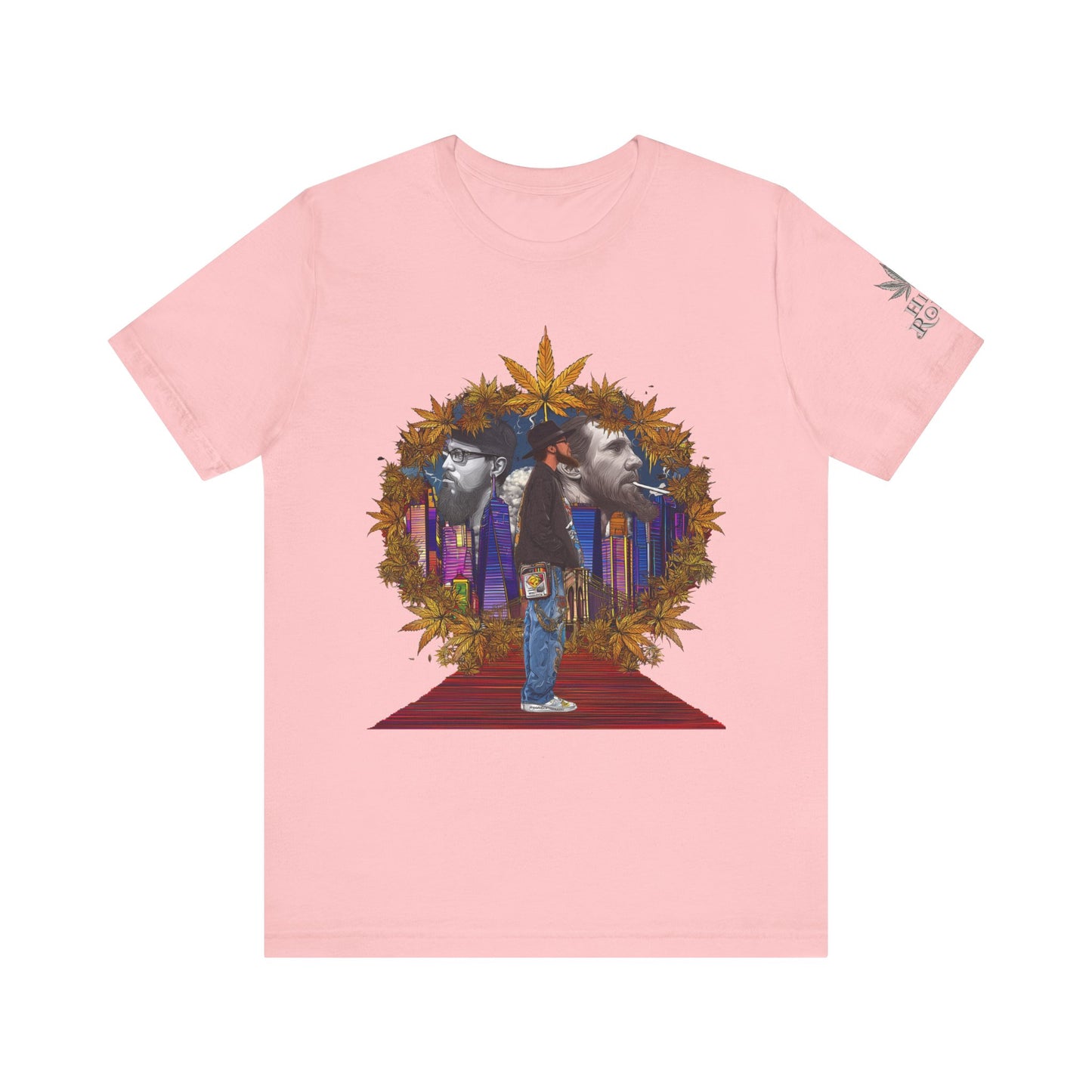 High Roller Red Carpet Cannabis T-Shirt - Premium 420 Hip-Hop Legacy Golden Frame Street Culture Artistic Portrait Apparel