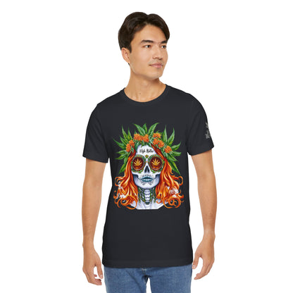 Sugar Skull Goddess Tee - Premium Airlume Cotton Cannabis Culture Day of Dead Art