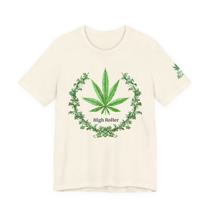 Cannabis Crest Wreath Tee - Botanical Elegance Art Design | High Roller