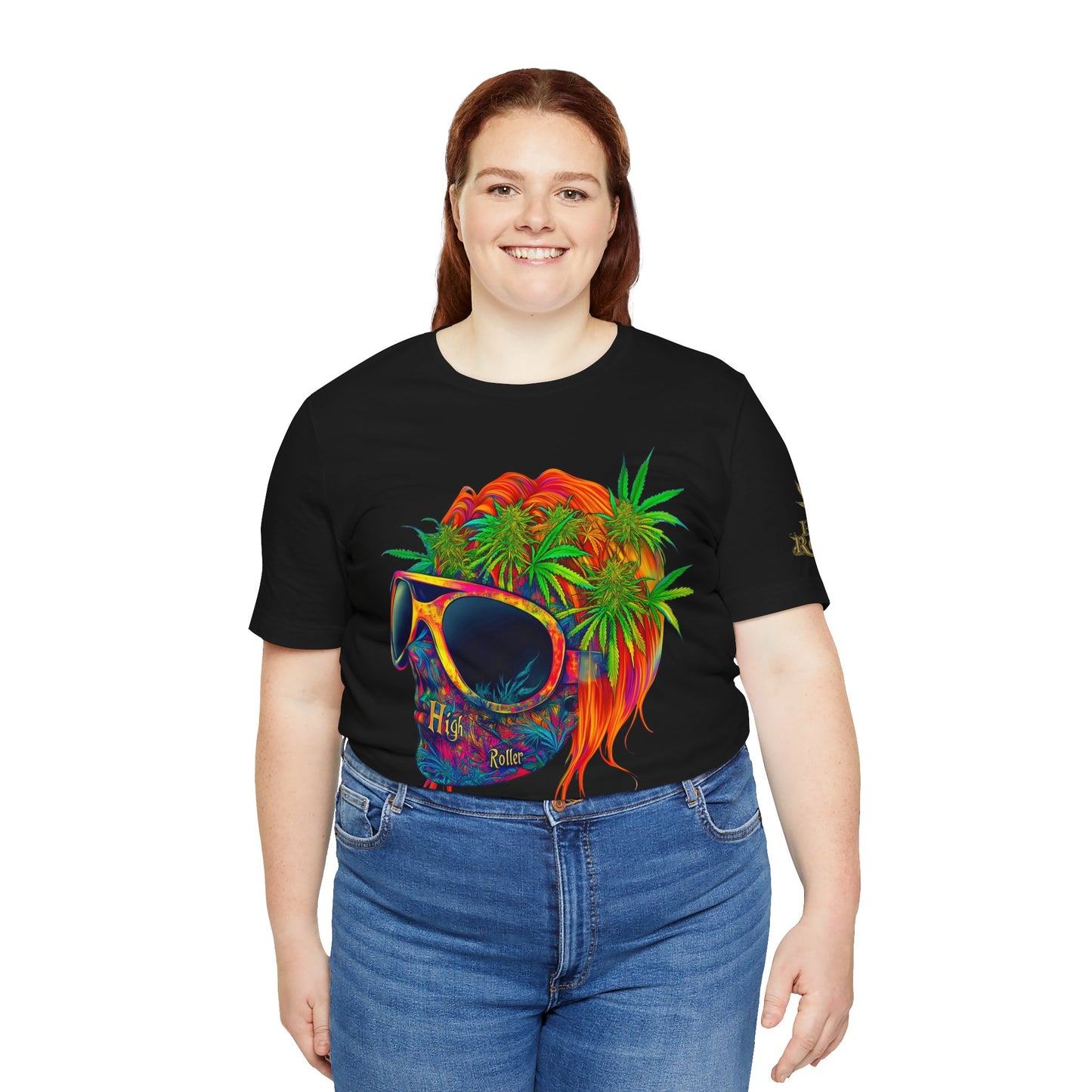Tropical Cannabis Skull Tee - Paradise Vibes Art Design | High Roller