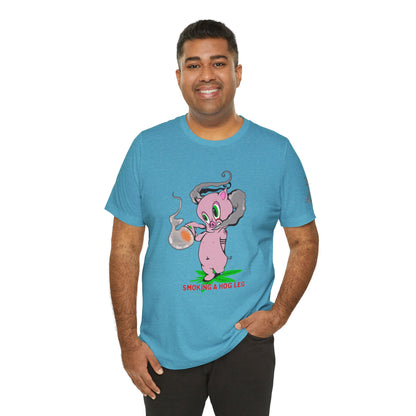 Smoking Hog Leg Pink Pig Tee - Premium Airlume Cotton Cannabis Culture Art
