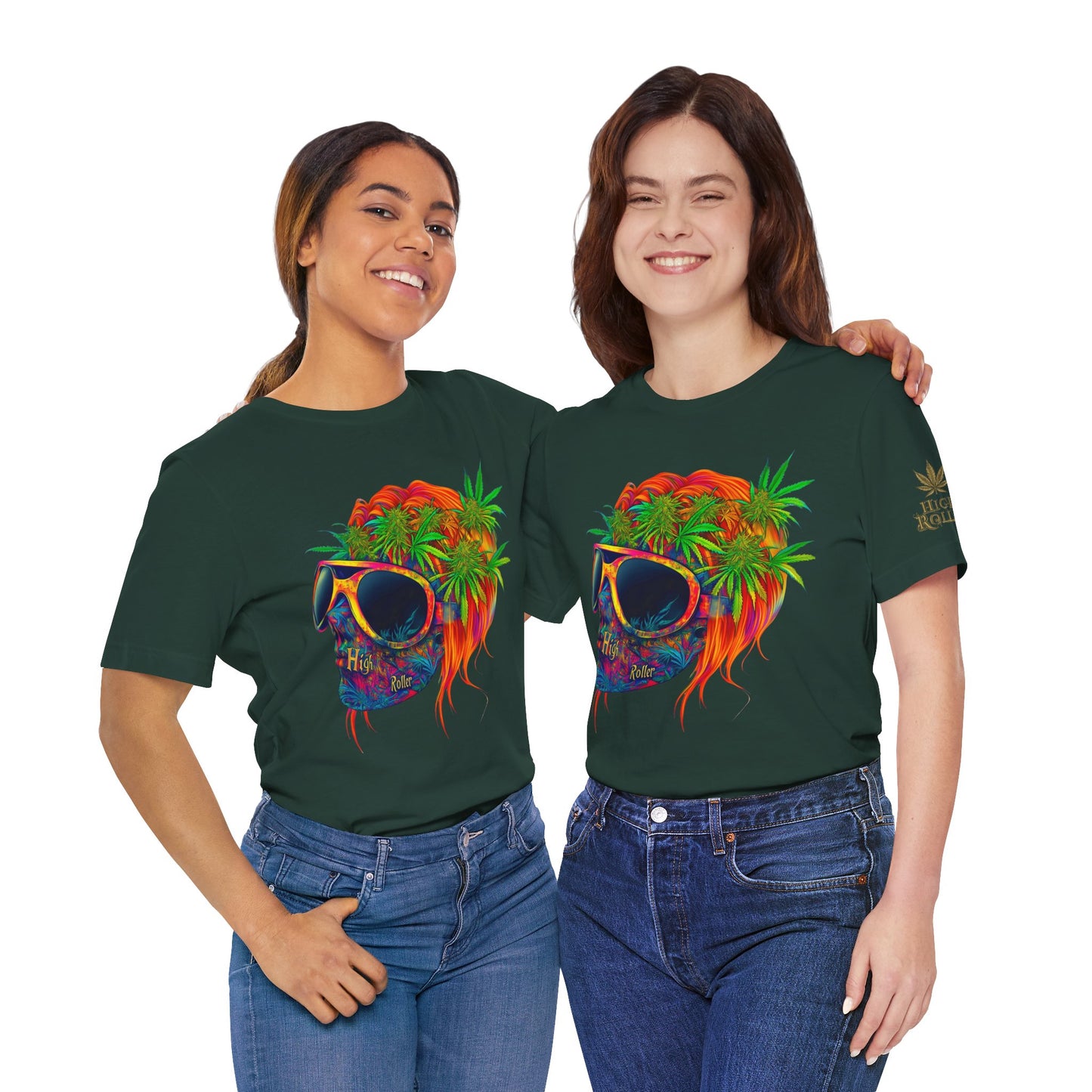 Tropical Cannabis Skull Tee - Paradise Vibes Art Design | High Roller
