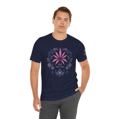 Bohemian Cannabis Mandala Tee - Floral Folk Art Design | High Roller
