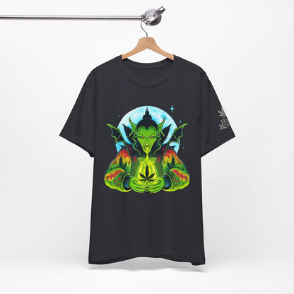 Mystic Dragon Guardian Cannabis Meditation T-Shirt - Premium Psychedelic 420 Apparel