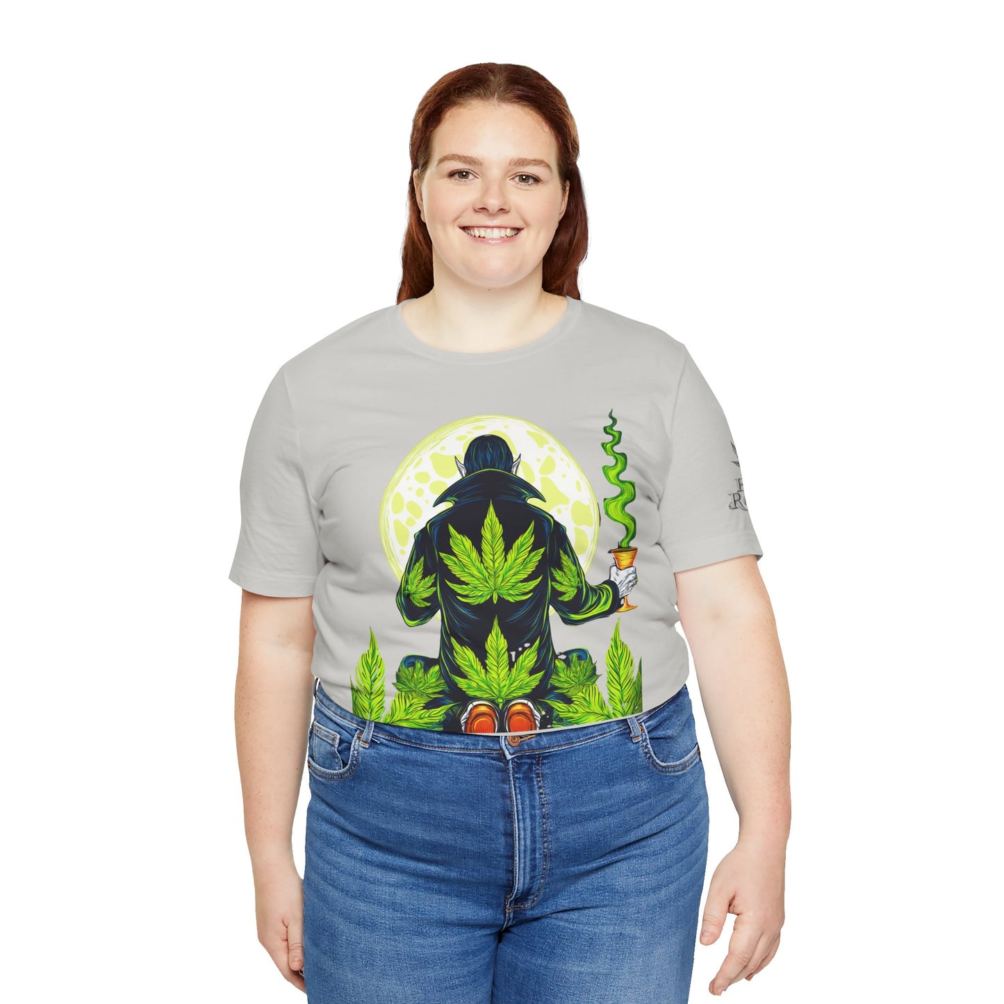 Luxury Gothic Cannabis Vampire T-Shirt - Premium Dark HIGH ROLLER Streetwear - Elevated Nocturnal 420 Fashion