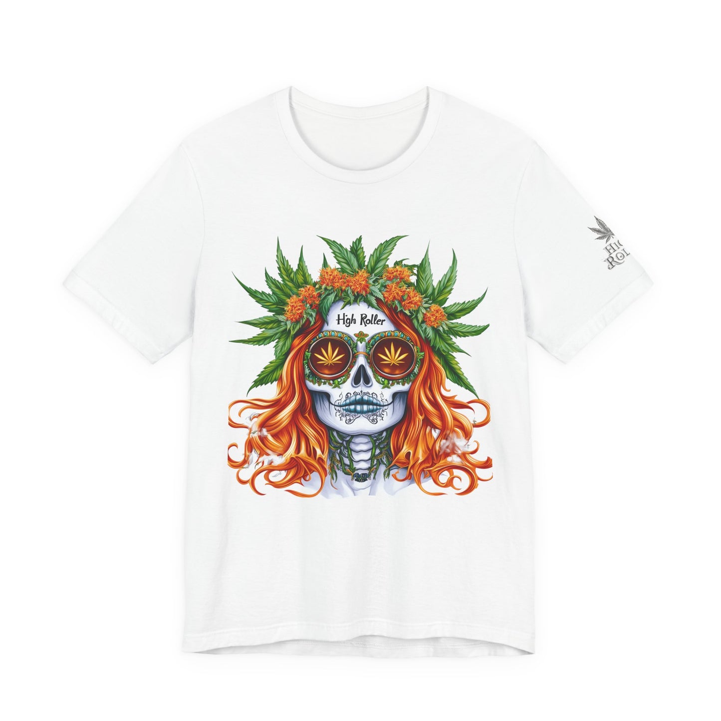 Sugar Skull Goddess Tee - Premium Airlume Cotton Cannabis Culture Day of Dead Art