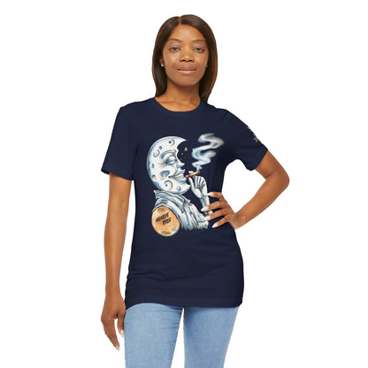 Midnight Toker Moon Tee - Celestial Cannabis Art Design | High Roller