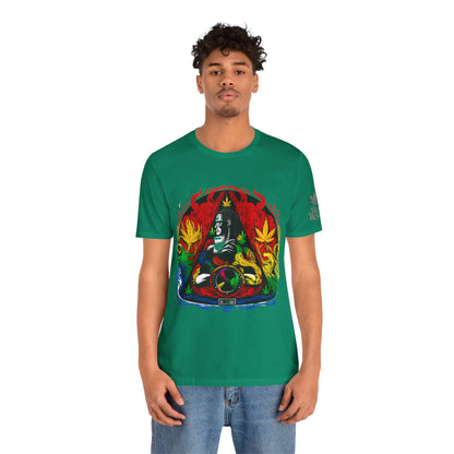 HIGH ROLLER Buddha Meditation Premium Cannabis Culture T-Shirt - Enlightenment Meets Electronic Music Luxury Streetwear