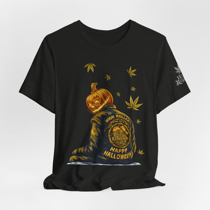 Pumpkin Head HIGH ROLLER Halloween T-Shirt - Premium Cannabis Culture Apparel