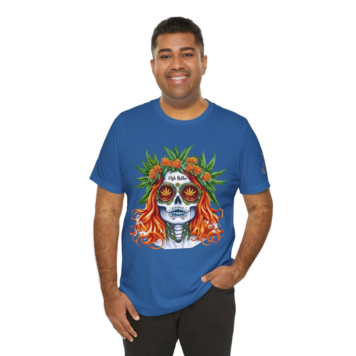 Sugar Skull Cannabis Tee - Day of Dead Art Design | High Roller
