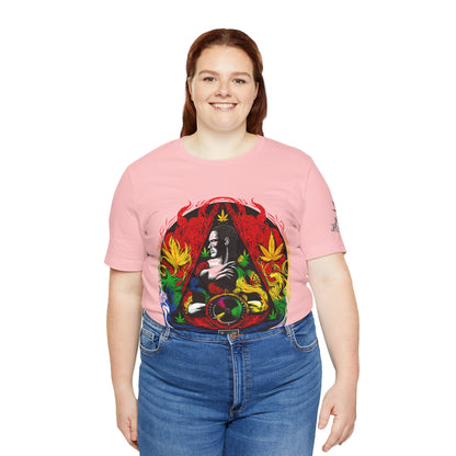 High Roller Sacred Buddha Cannabis T-Shirt - Premium 420 Spiritual Meditation Enlightenment Botanical Artistry Apparel