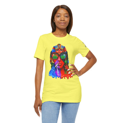Pharaoh Vision Premium Cannabis Culture T-Shirt - Ancient Egyptian Royalty With Modern Cannabis Celebration And Psychedelic Split-Face Art