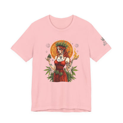 High Roller Priestess T-Shirt - Premium Airlume Cotton Cannabis Goddess Mandala Art Tee