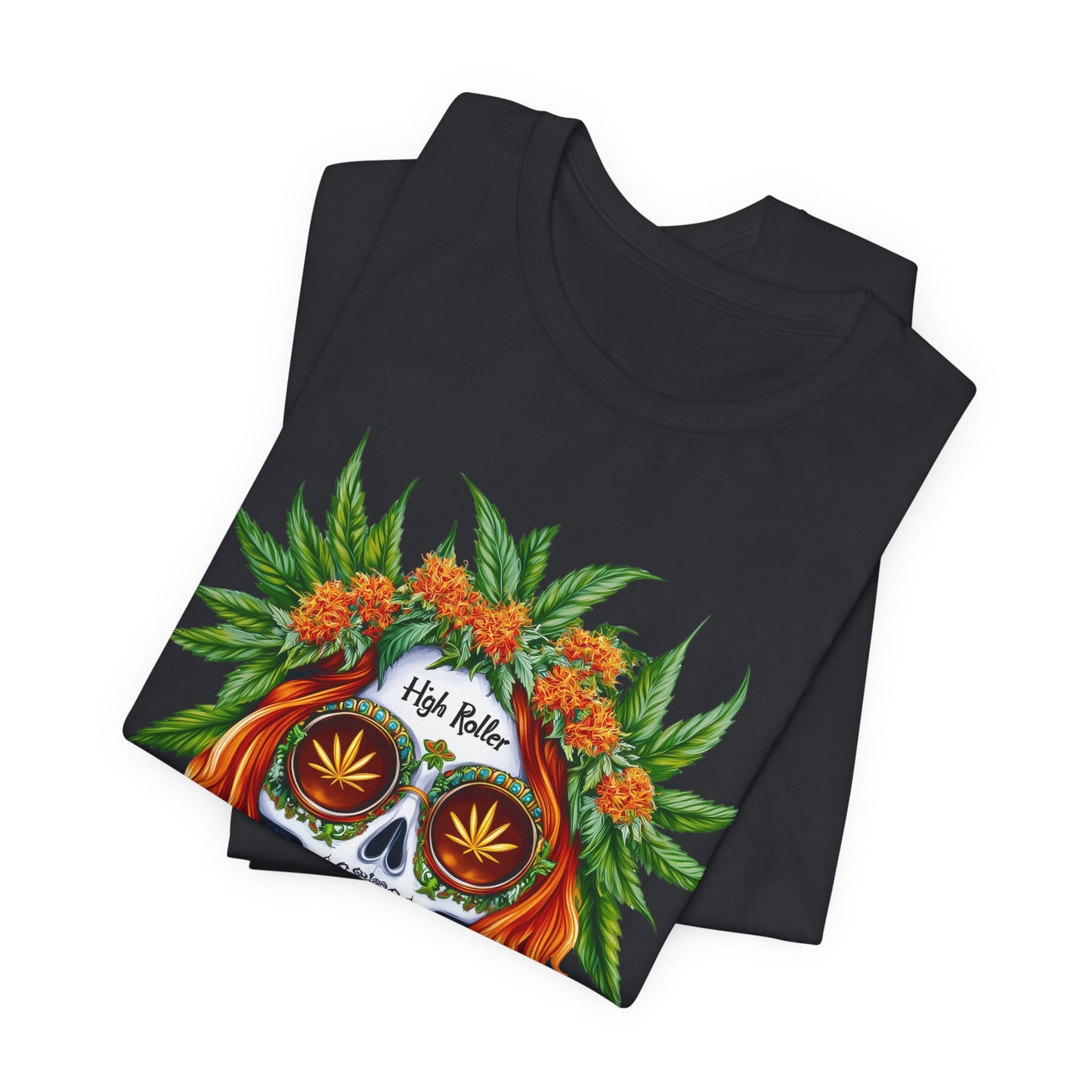 Sugar Skull Cannabis Tee - Day of Dead Art Design | High Roller