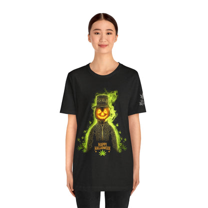 Spectral Pumpkin HIGH ROLLER Halloween T-Shirt - Premium Dark Cannabis Apparel