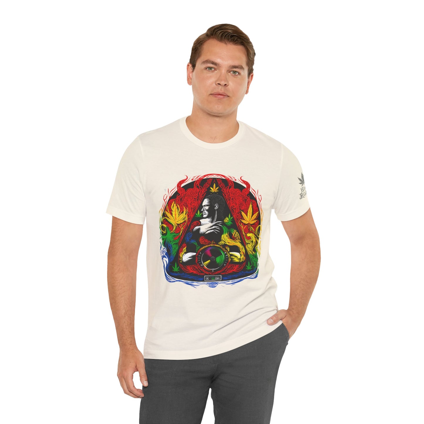 HIGH ROLLER Buddha Meditation Premium Cannabis Culture T-Shirt - Enlightenment Meets Electronic Music Luxury Streetwear