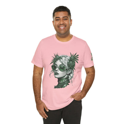 Green Queen T-Shirt - Premium Airlume Cotton Cannabis Crown Portrait Art Tee
