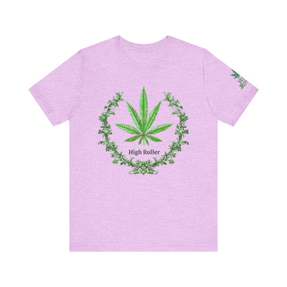 Cannabis Crest Wreath Tee - Botanical Elegance Art Design | High Roller